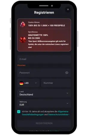 RoosterBet Konto erstellen